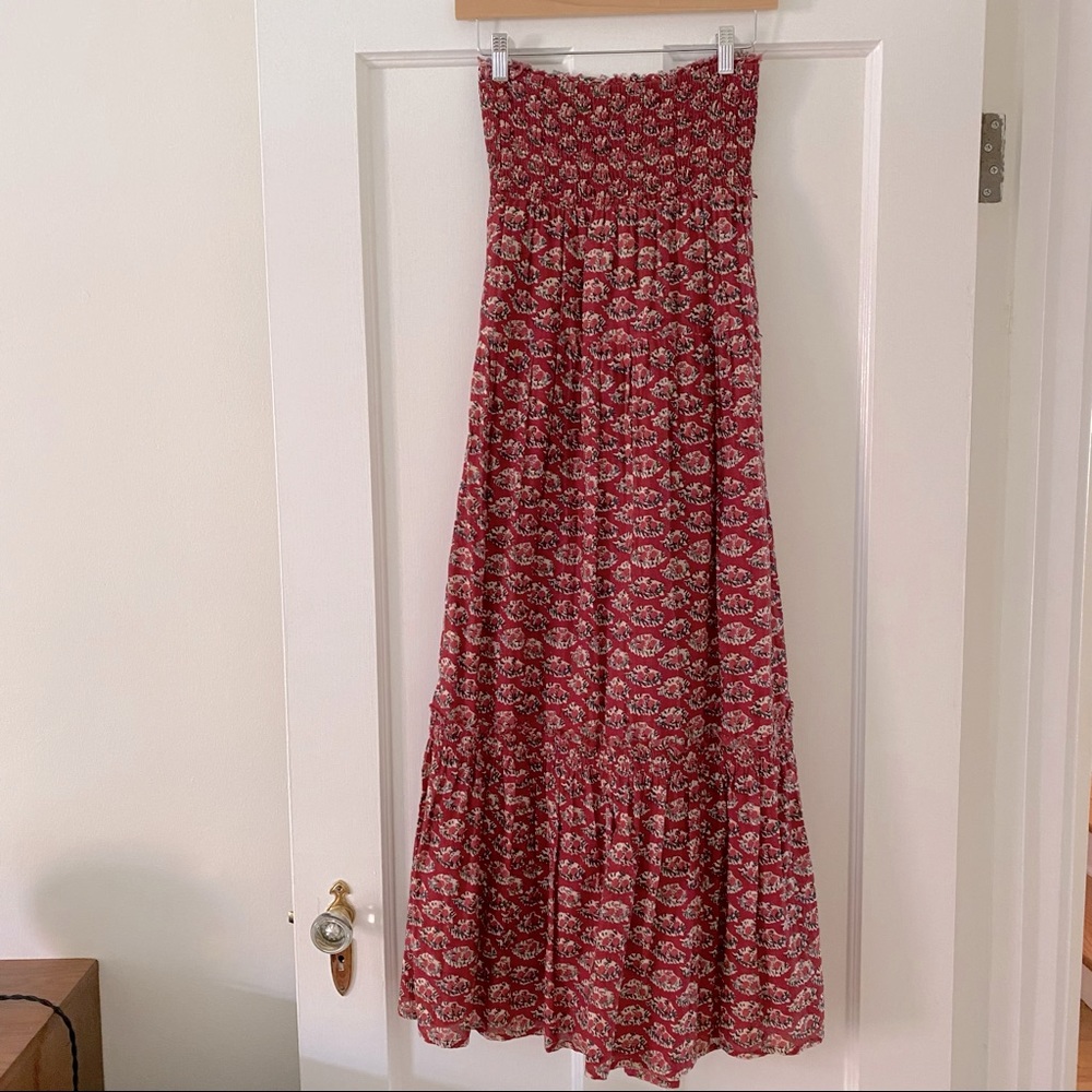 Vintage Floral Smocked Cotton Maxi Dress